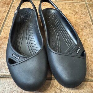 Crocs 'Olivia' Slingback Women's 7 Ballet Flat Jewel Accent Black Comfort Shoe